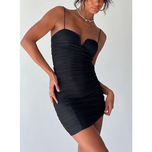 Princess Polly I WANT YOU MINI DRESS BLACK size 2 - Picture 1 of 7